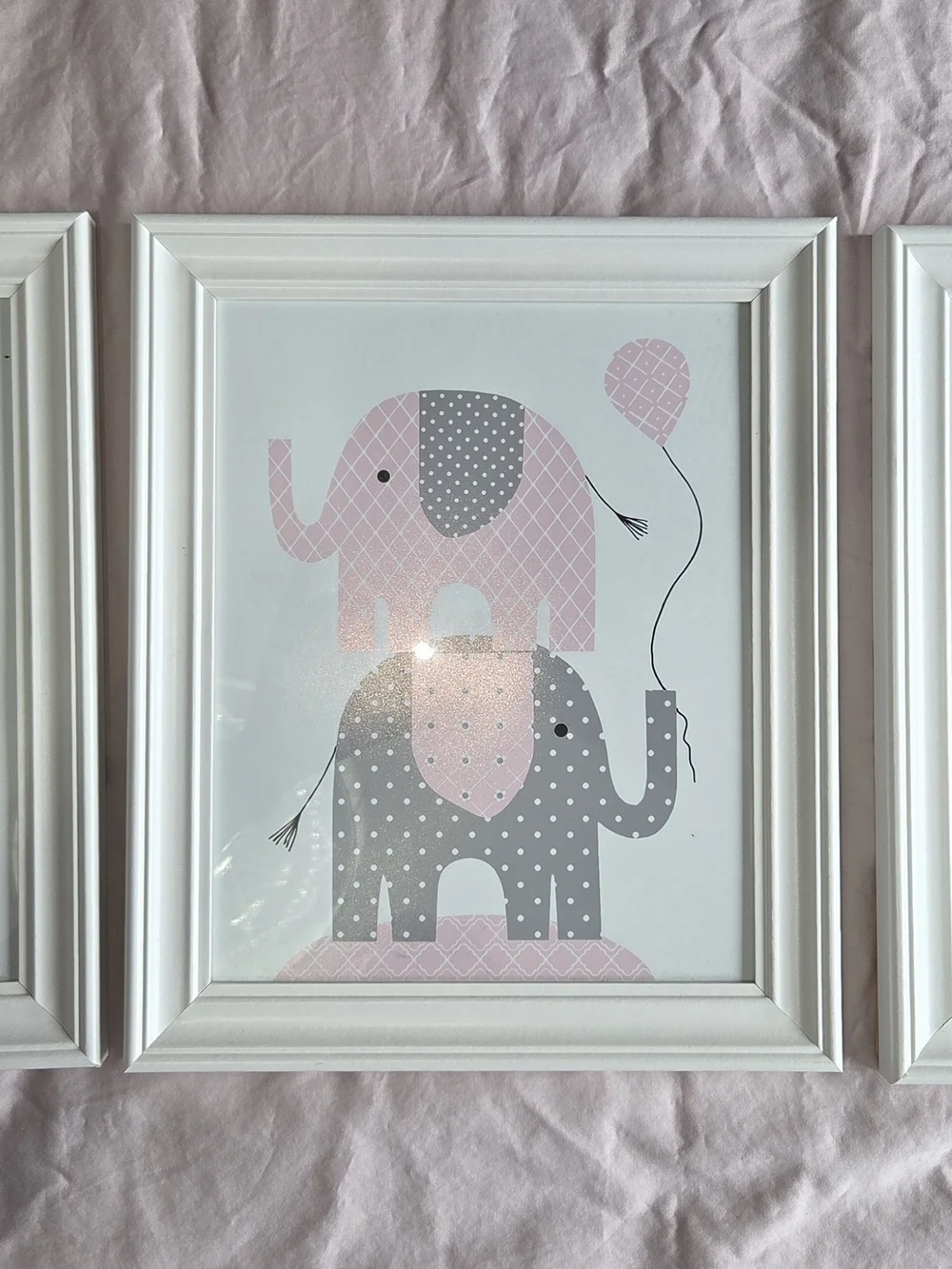 Unbranded Pink & Gray Elephant Stacked Wall Art - Home Wall Décor